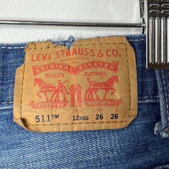 Levi's Boys 511 Slim Jeans Sz 12 26x26 Med Wash Low Rise Blue 100% Cotton Denim - Picture 7 of 9